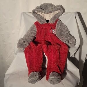 San Francisco 49ers Infants Red & Gray Fleece Full-Zip Sleeper, Size: 3/6 mo